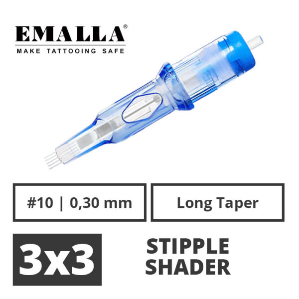 EMALLA - Tattoo Needle Modules - Eliot - 3 x 3 Stipple Shader 0,30 mm LT - 20 pcs.