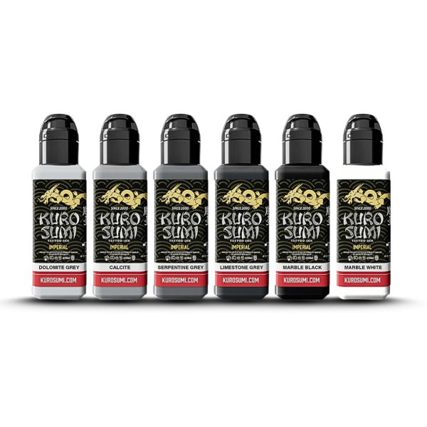 Kuro Sumi Imperial - Tattoo Ink - Marble Stone Set - 6 x 44 ml