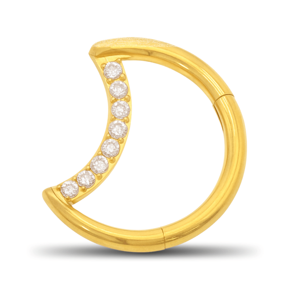 Piercing Clicker - Crystal - Moon Design - 1.2 x 8 mm