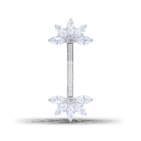 Barbell Push Fit - Crystal Lotus Flower Design - 1.6 x 16 mm