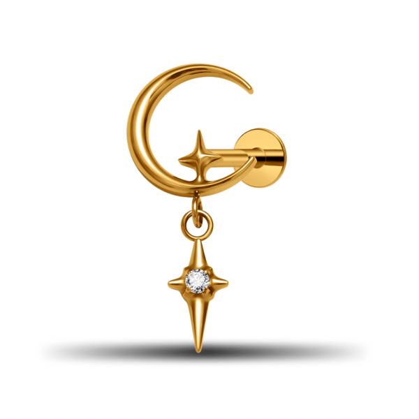 Piercing Labret - Kristall Sichel Design - 1,2 x 6 mm