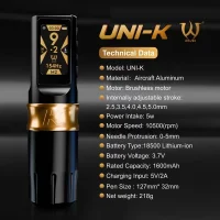 AVA - Wireless Tattoo Pen - UNI-K - Black - 2x Power Pack